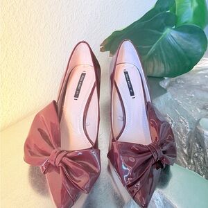Zara Maroon Bow Heels